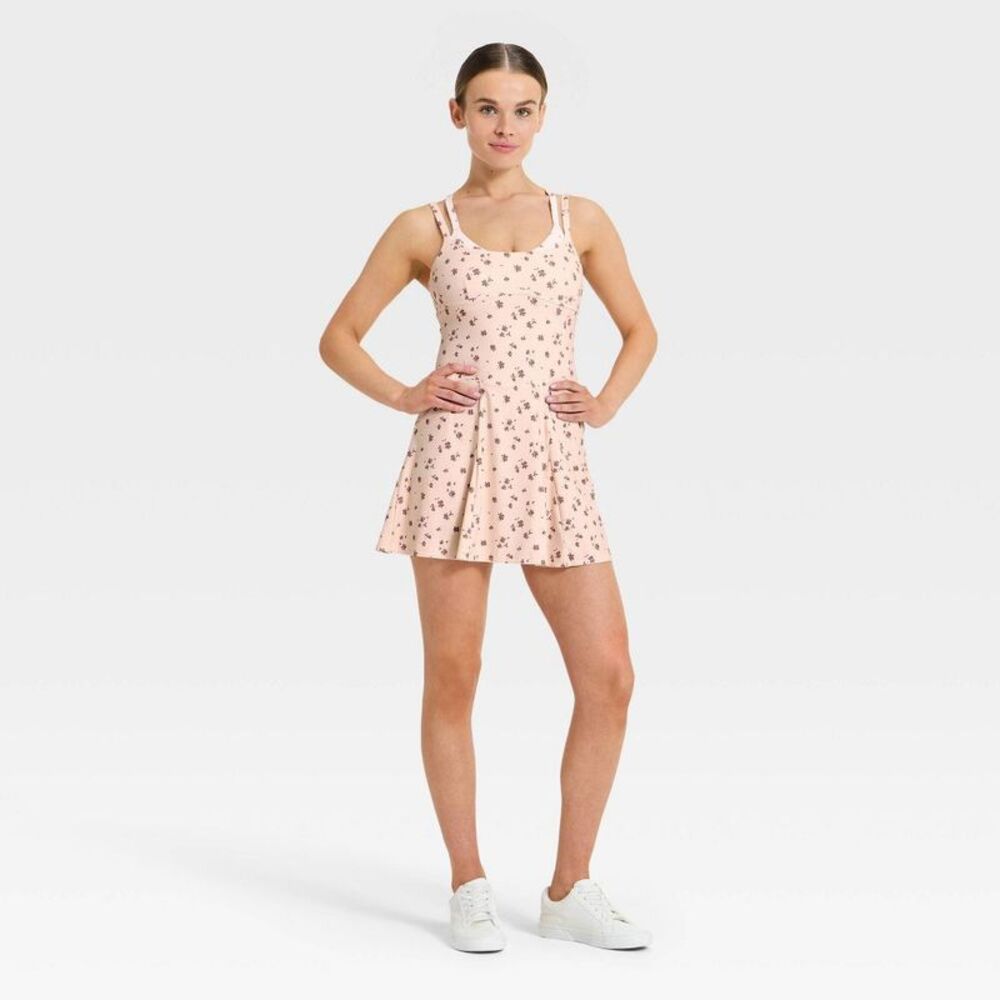 Women's Knit Double Layer Active Dress - JoyLab Cream Floral XS